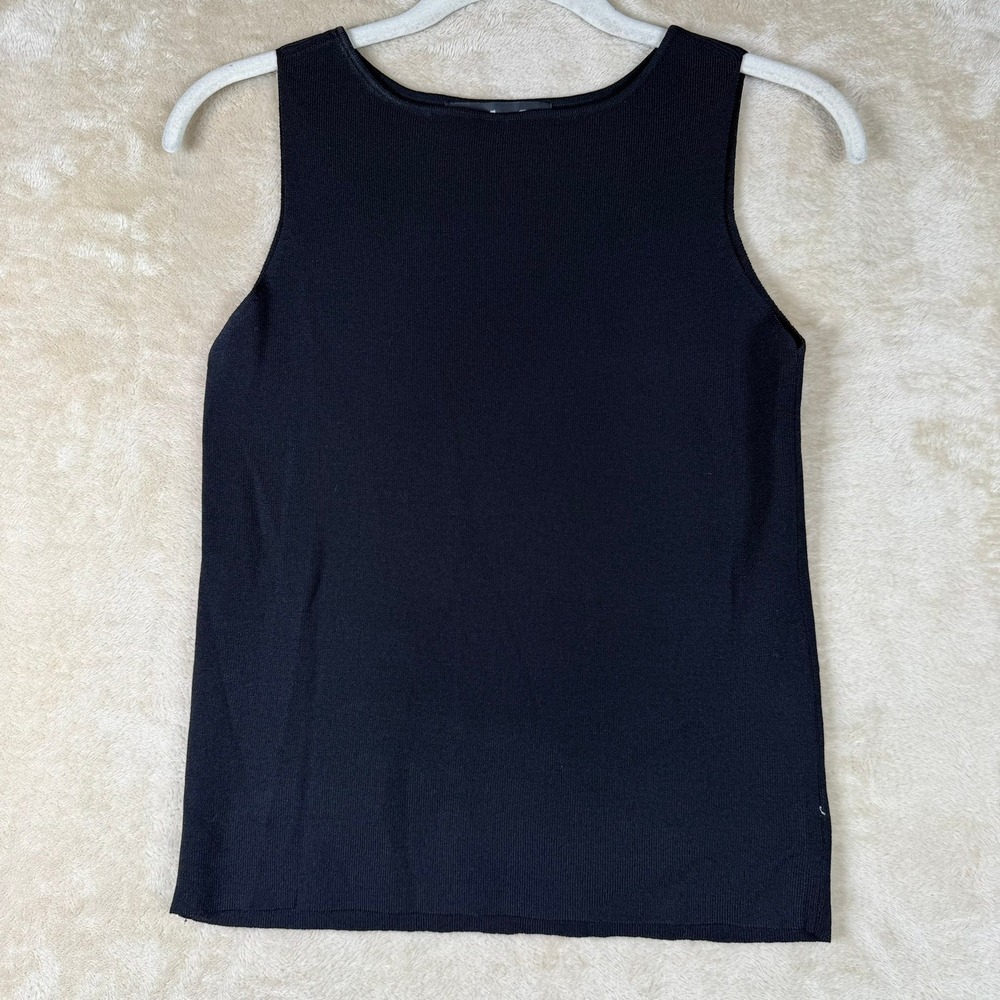 J.A.C. Womens Black Ribbed Knit Sleeveless Tank Top Boat Neck Size S RN 88564